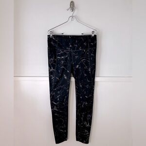 Athleta Velocity Black Marble Print 7/8 Leggings